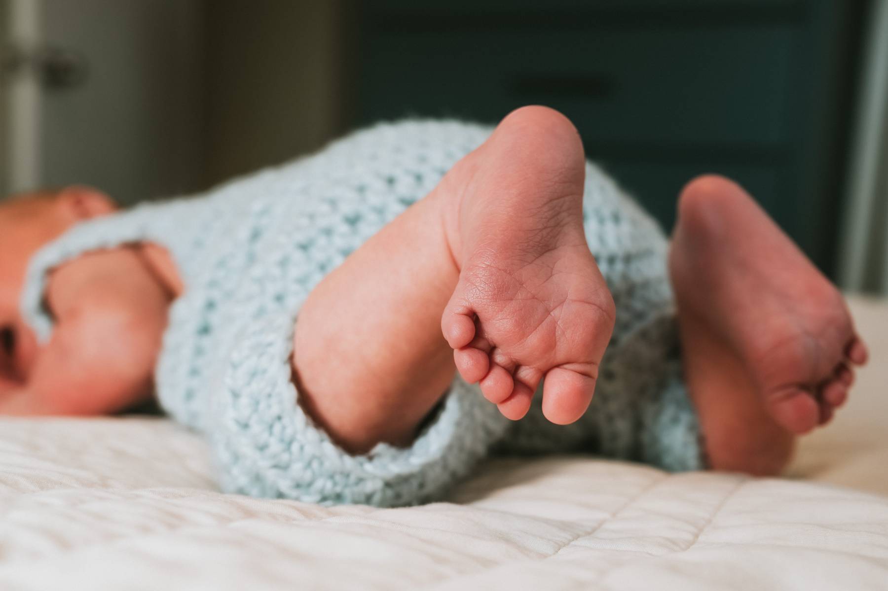 Baby awake and alert during lifestyle newborn photos, northern Utah newborn photographer