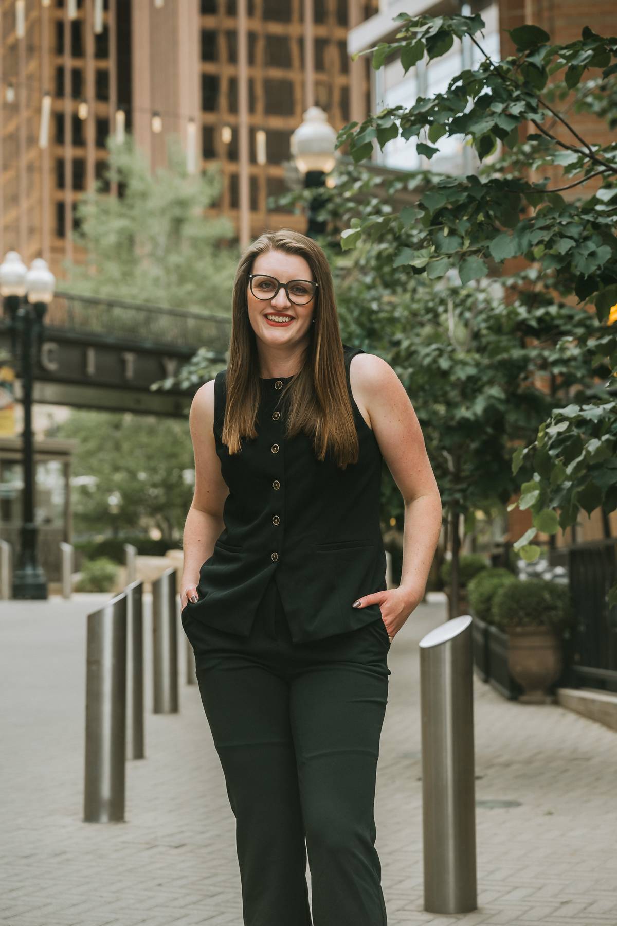 Outdoor Salt Lake City headshot session with urban backdrop