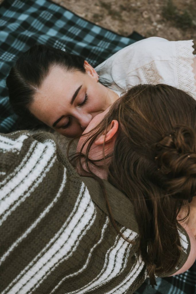 Same-sex couple engagement pictures in Big Cottonwood Canyon