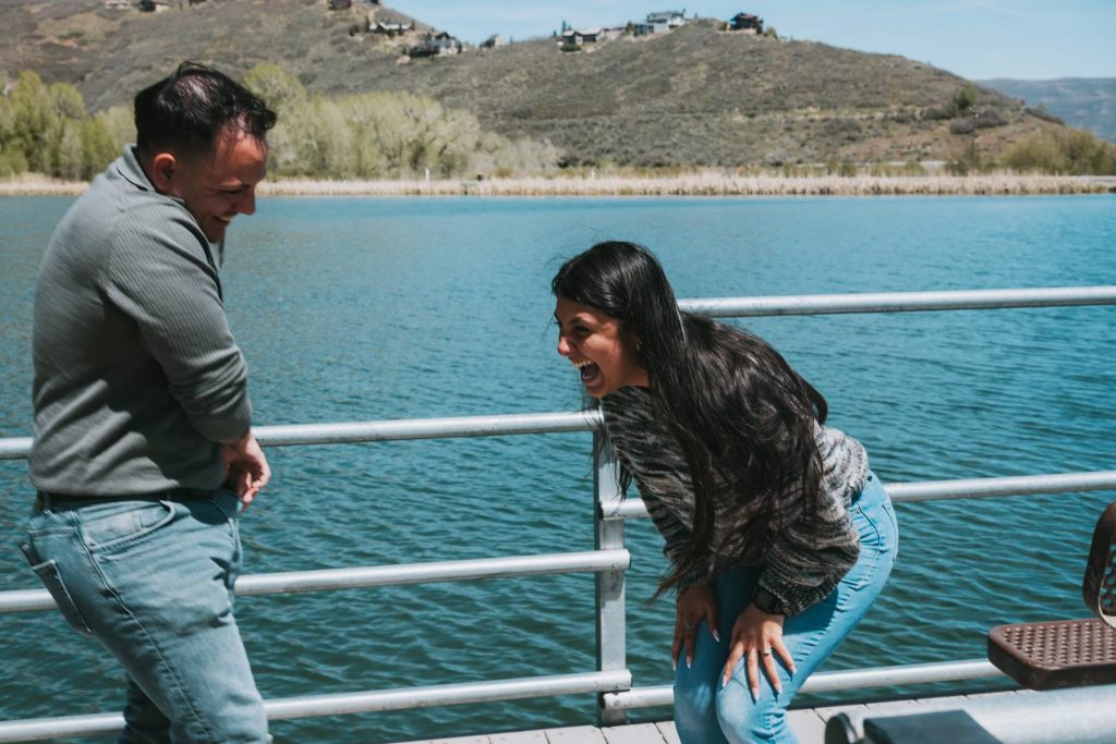 Perfect location for surprise proposal at Wasatch Mountain State Park shoreline
