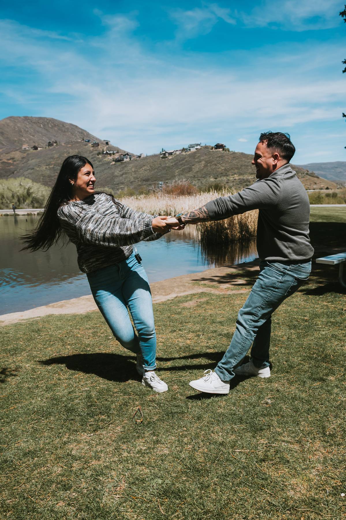 Couple's first hug after surprise proposal at Wasatch Mountain State Park